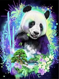 1 billede med panda. Str. 30 x 40 cm.